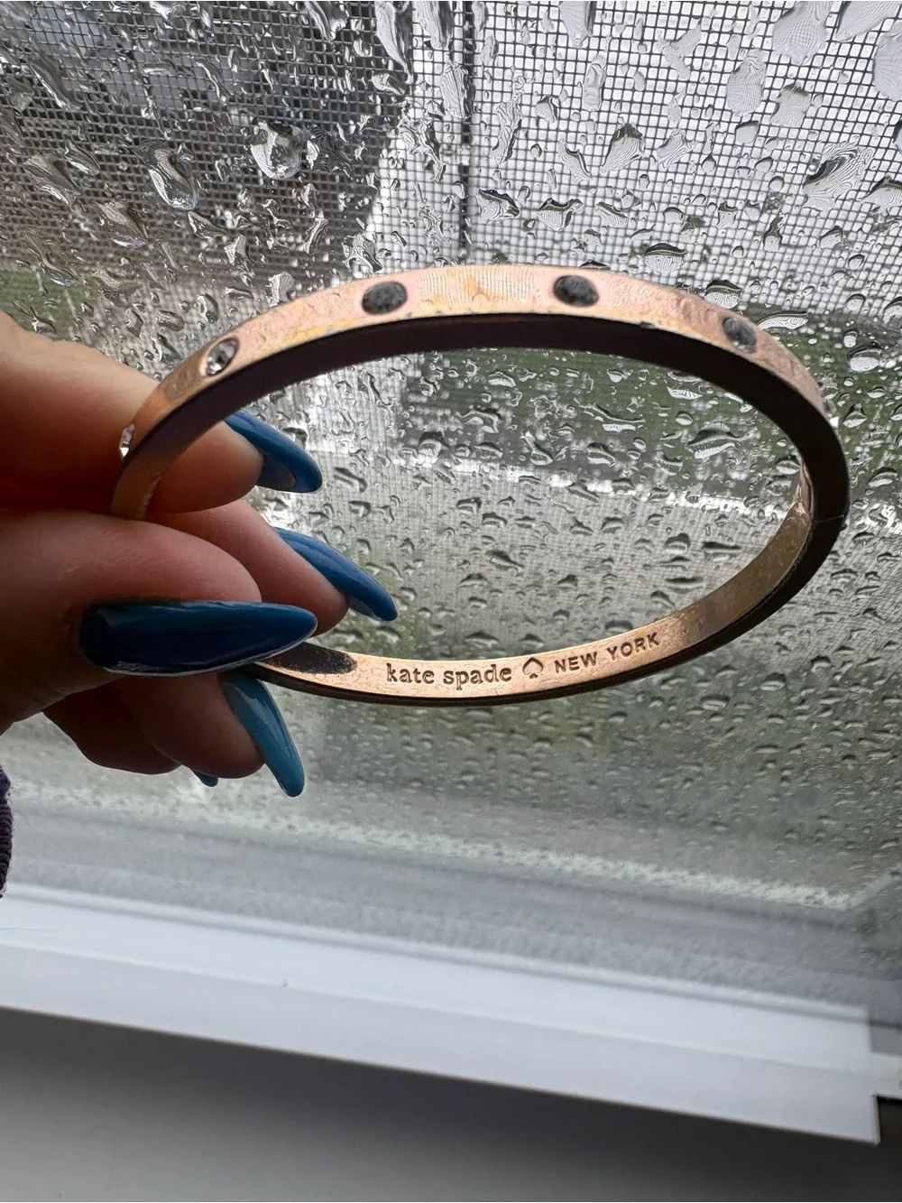 Kate Spade Gold Crystal-Stud Bangle Bracelet